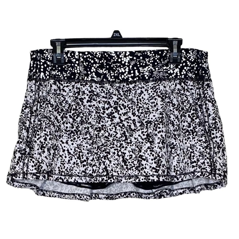 Lululemon Pace Rival Skirt Women's Size 10 Mid-rise Chirasu Black/Alpine White